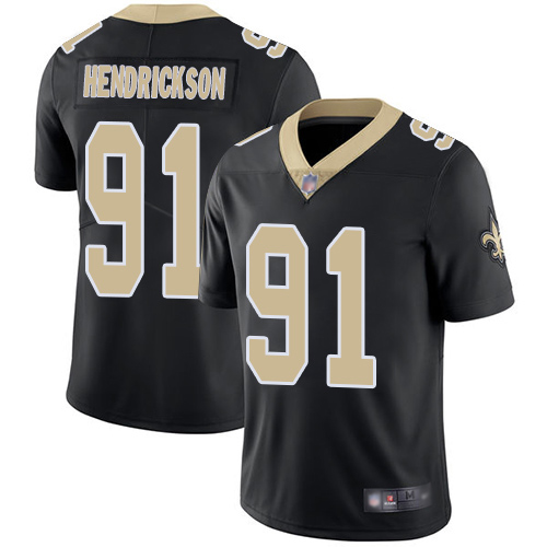 Men New Orleans Saints Limited Black Trey Hendrickson Home Jersey NFL Football 91 Vapor Untouchable Jersey